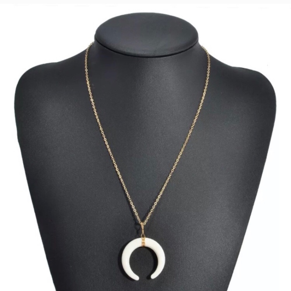 Boho crescent horn necklace